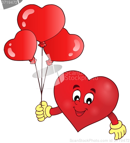 Image of Stylized heart holding balloons theme 1