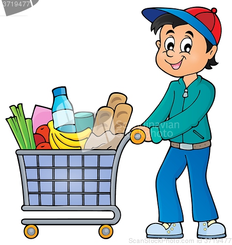 Image of Man with full shopping cart