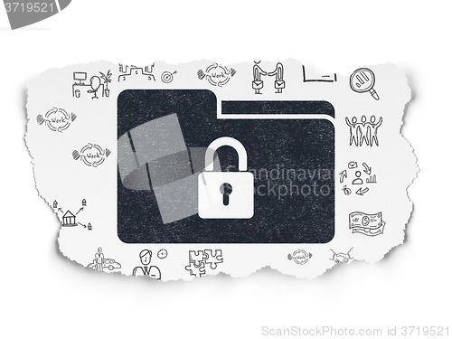 Image of Business concept: Folder With Lock on Torn Paper background