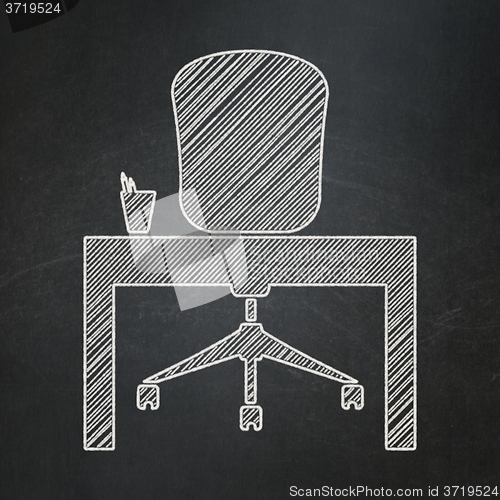 Image of Finance concept: Office on chalkboard background