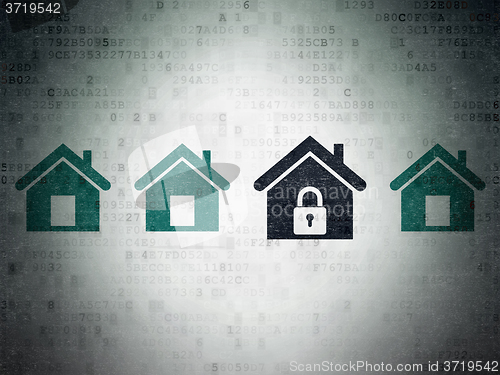 Image of Privacy concept: home icon on Digital Paper background