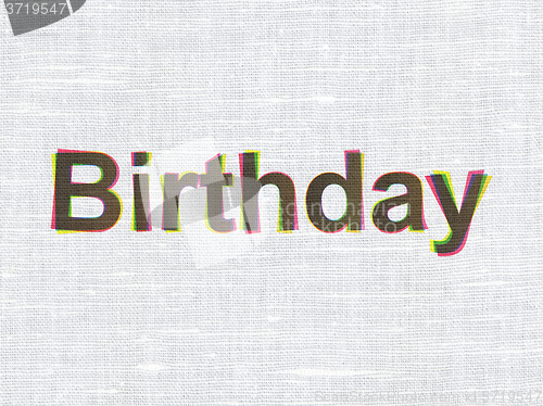 Image of Holiday concept: Birthday on fabric texture background