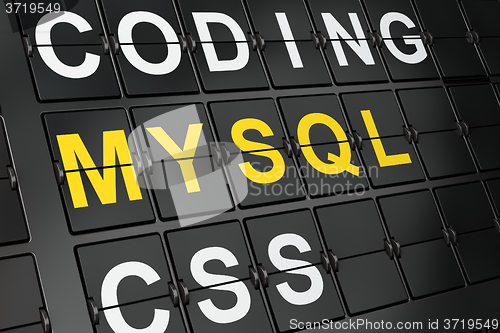 Image of Database concept: MySQL on airport board background