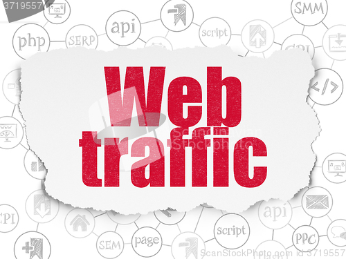 Image of Web development concept: Web Traffic on Torn Paper background