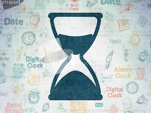 Image of Time concept: Hourglass on Digital Paper background