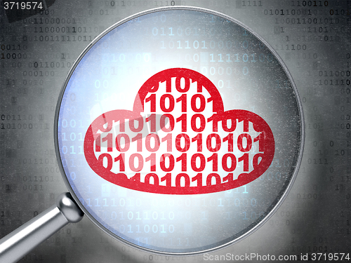 Image of Cloud technology concept: Cloud With Code with optical glass on digital background