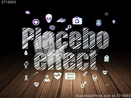 Image of Health concept: Placebo Effect in grunge dark room