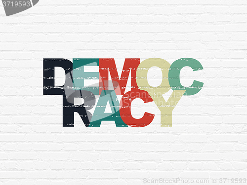 Image of Political concept: Democracy on wall background