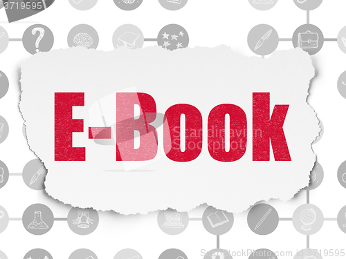 Image of Studying concept: E-Book on Torn Paper background