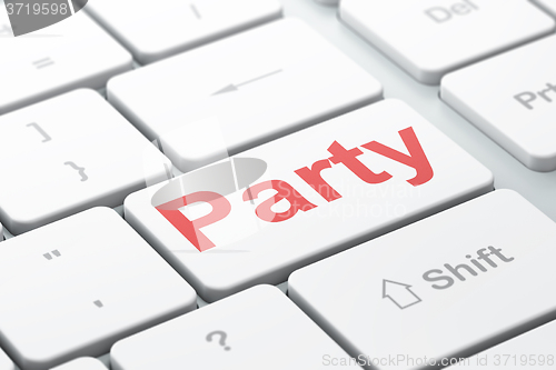 Image of Holiday concept: Party on computer keyboard background