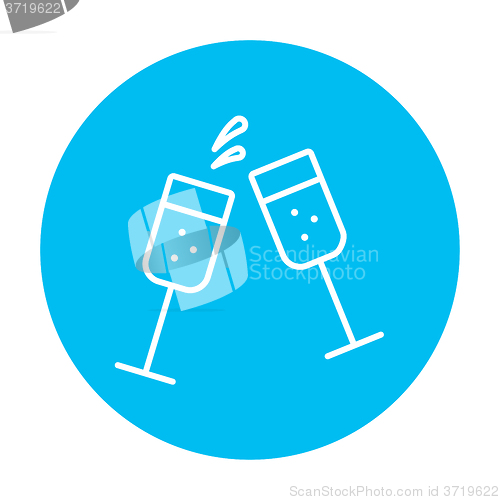 Image of Two glasses of champaign line icon.