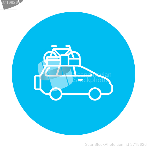 Image of Car with bicycle mounted to the roof line icon.