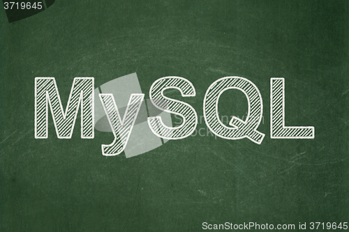 Image of Database concept: MySQL on chalkboard background