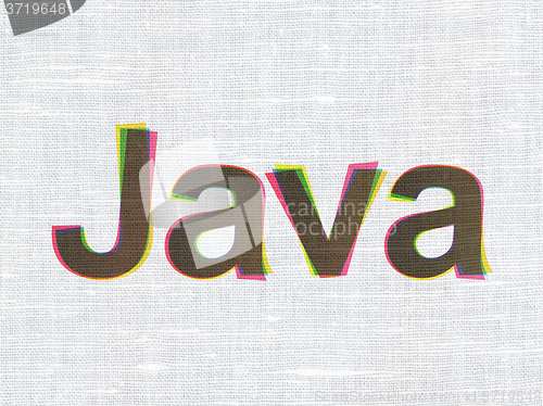 Image of Programming concept: Java on fabric texture background