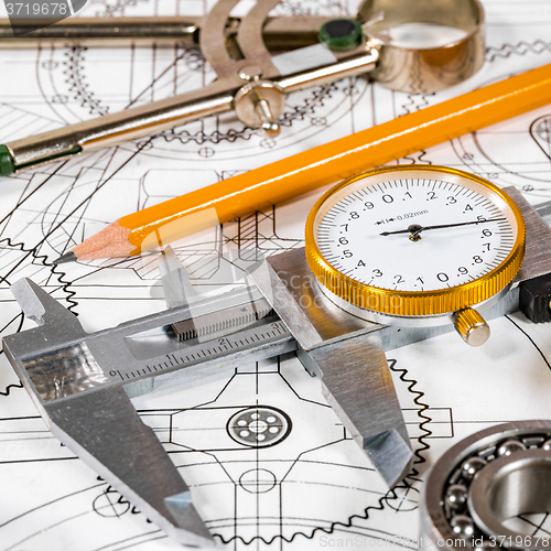 Image of Technical drawing and tools