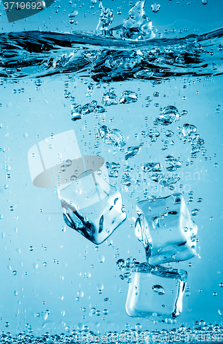 Image of Ice cubes falling under water