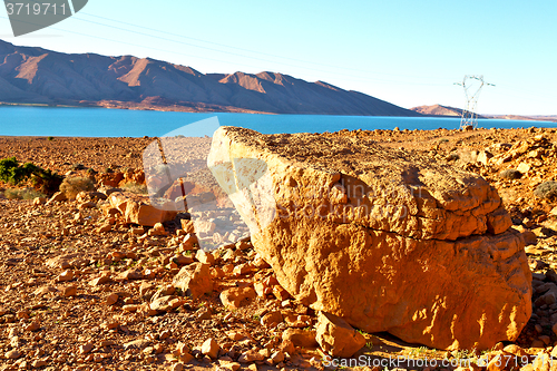 Image of lake  in    valley  morocco  africa the  utility pole 