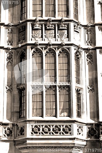 Image of old in london  historical    parliament glass  window    structu