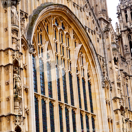 Image of old in london  historical    parliament glass  window    structu