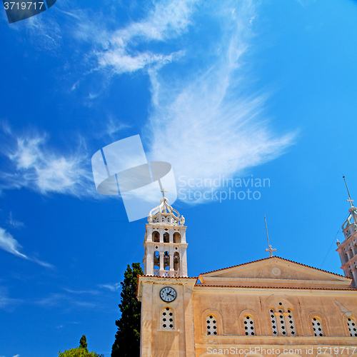 Image of in paros cyclades greece old church and greek  village the sky