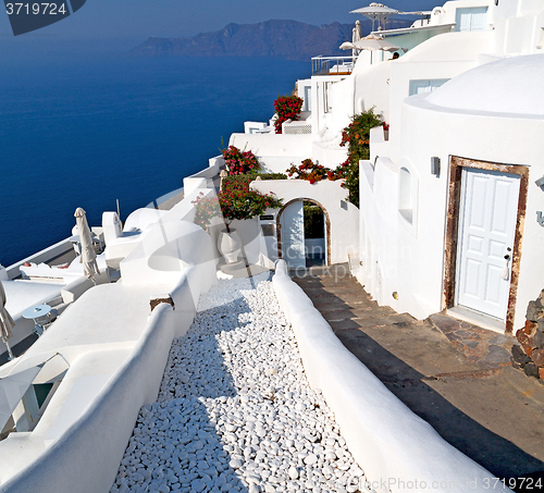Image of in vacation    europe cyclades santorini old town white and the 