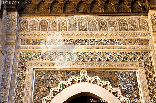 Image of old door in morocco africa ancien and wall ornate   yellow