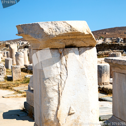 Image of archeology  in delos greece the historycal acropolis and old rui