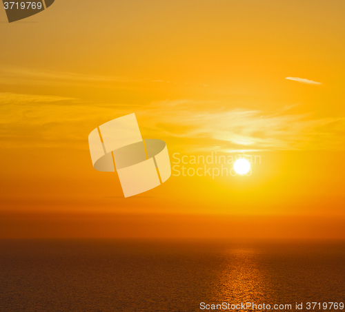 Image of in cyclades  hill    greece sunset and the sky mediterranean red