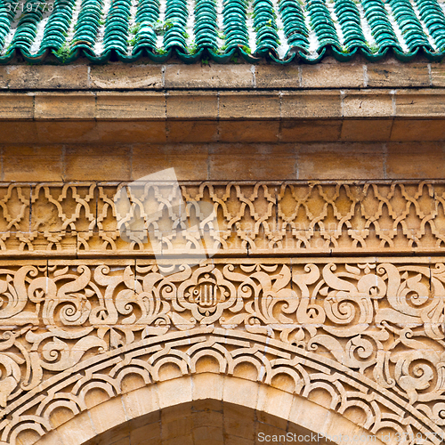 Image of old door in morocco africa ancien and wall ornate blue