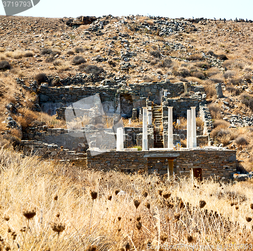 Image of archeology  in delos greece the historycal acropolis and old rui