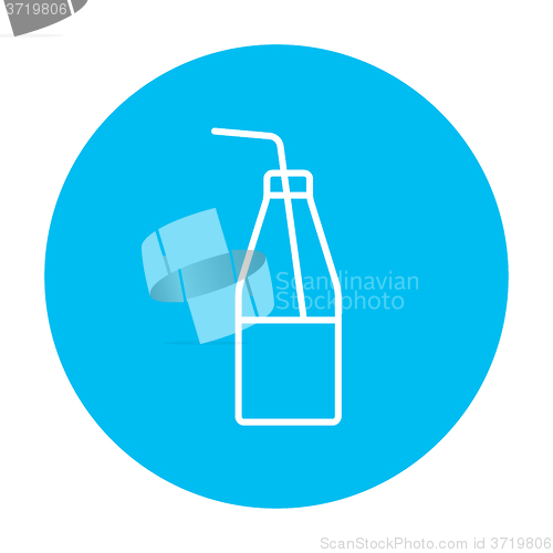 Image of Glass bottle with drinking straw line icon.