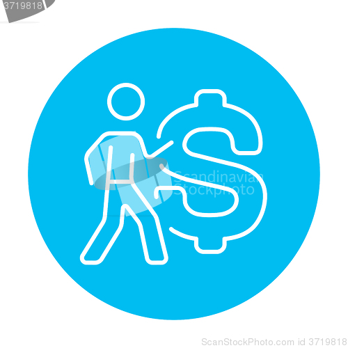 Image of Businessman with big dollar symbol line icon.