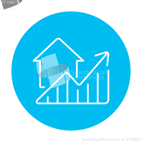 Image of Graph of real estate prices growth line icon.