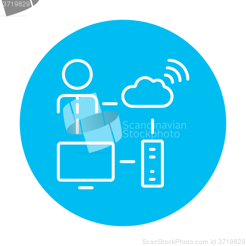 Image of Cloud computing line icon.