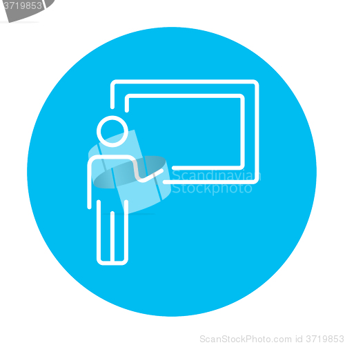 Image of Professor pointing at blackboard line icon.