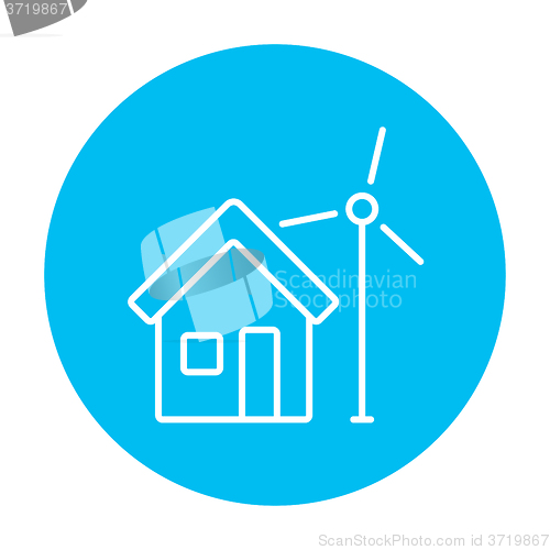 Image of House with windmill line icon.