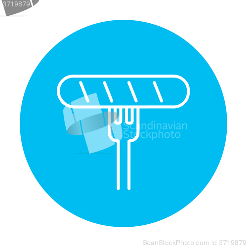 Image of Sausage on fork line icon.