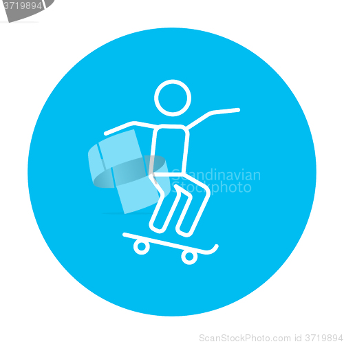 Image of Man riding on skateboard  line icon.