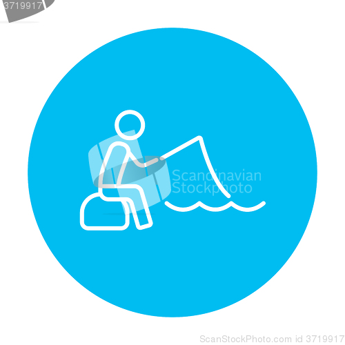 Image of Fisherman sitting with rod line icon.