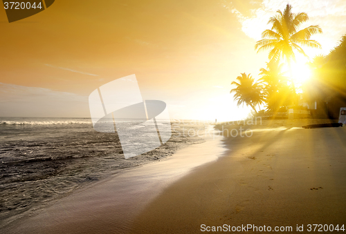 Image of Ocean and orange sky