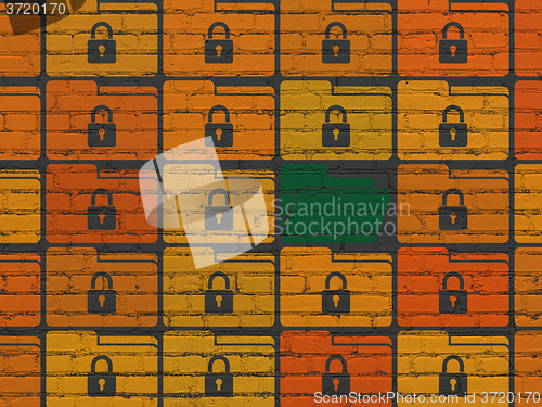 Image of Finance concept: folder icon on wall background