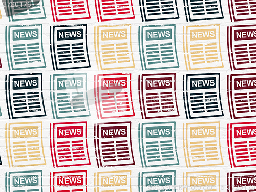 Image of News concept: Newspaper icons on wall background