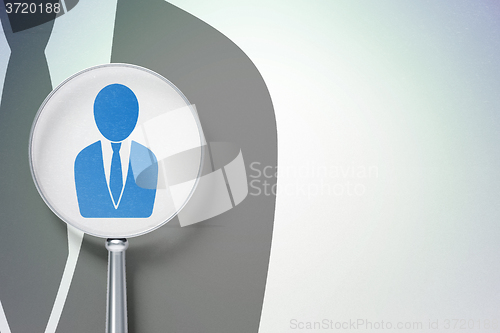 Image of Business concept:  Business Man with optical glass on digital background