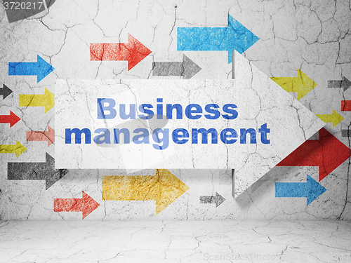 Image of Business concept: arrow with Business Management on grunge wall background