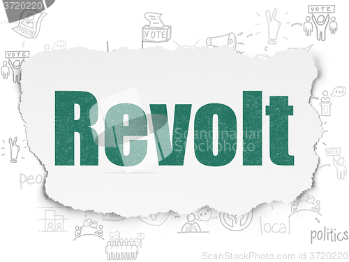 Image of Political concept: Revolt on Torn Paper background