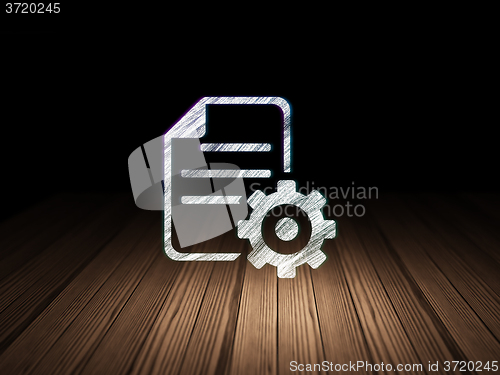 Image of Software concept: Gear in grunge dark room