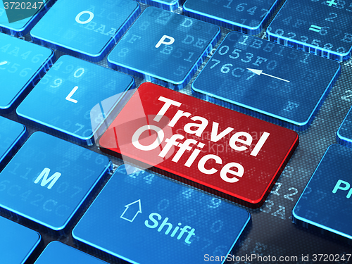 Image of Vacation concept: Travel Office on computer keyboard background