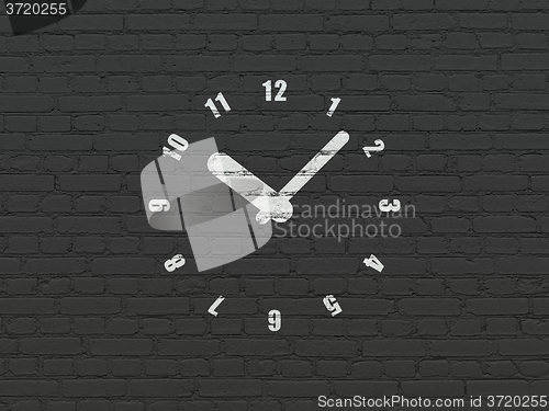 Image of Time concept: Clock on wall background