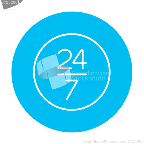 Image of Open 24 hours and 7 days in wheek sign line icon.