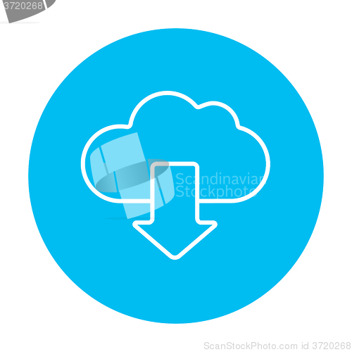 Image of Cloud with arrow down line icon.